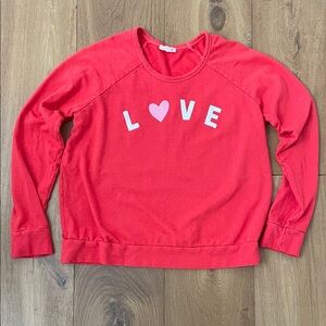 Sundry Vibrant Red Lightweight LOVE Top- Perfect for Valentine's Day
